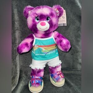 Build A Bear Love Diana Purple 16" Plush New With Tags And Beach Outfit  BAB